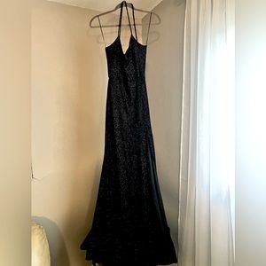 Floor Length Black Velvet Mermaid Dress- Size Small